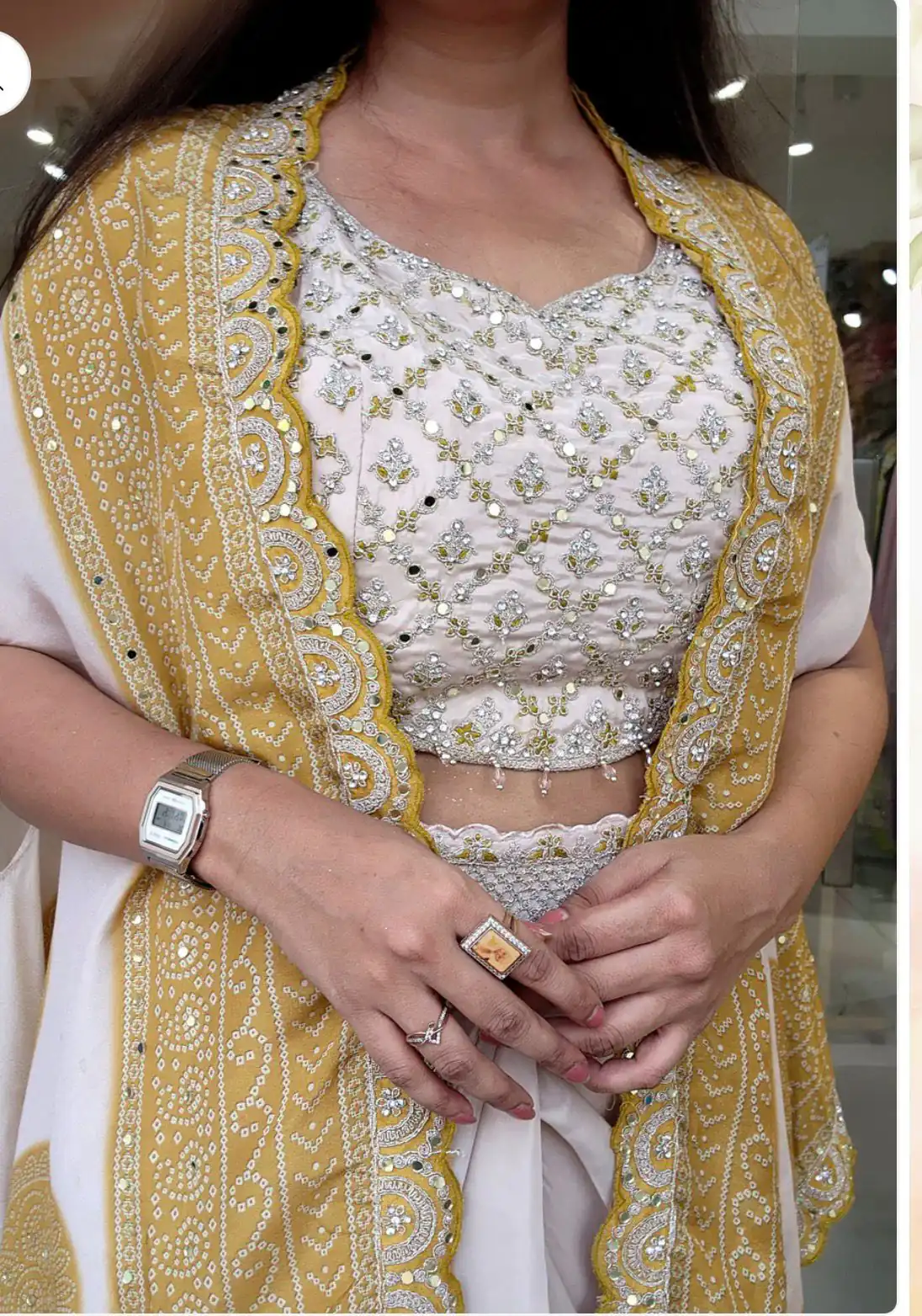 Mustered Crap Silk Embroidery Mirror Work Dhoti Suit | Jump Suits, Salwar suit, Casual Suits, Creative suits, Designer Suits, Palazzo Suits, Party Wear Suits, Patiala Suits, Straight Suits