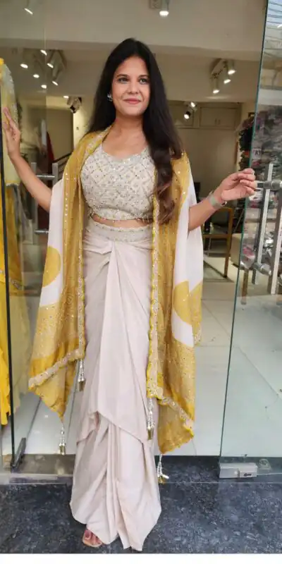 Mustered Crap Silk Embroidery Mirror Work Dhoti Suit | Jump Suits, Salwar suit, Casual Suits, Creative suits, Designer Suits, Palazzo Suits, Party Wear Suits, Patiala Suits, Straight Suits