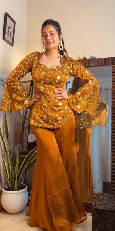 Mustered Fandy Silk Embroidery Work Salwar Suit | Jump Suits, Salwar suit, Casual Suits, Creative suits, Designer Suits, Palazzo Suits, Party Wear Suits, Patiala Suits, Straight Suits