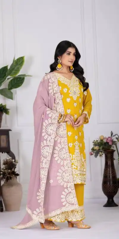 Mustered Faux Georgette With Embroider Salwar Suit | Jump Suits, Salwar suit, Casual Suits, Creative suits, Designer Suits, Palazzo Suits, Party Wear Suits, Patiala Suits, Straight Suits