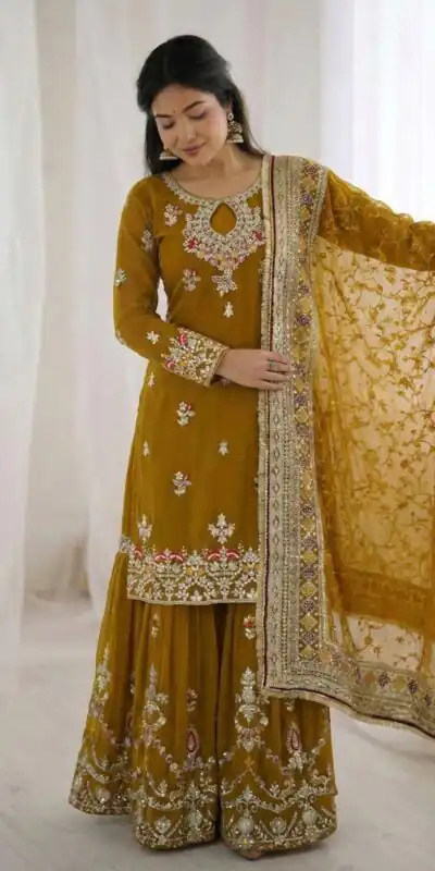 Mustered Georgette Sequence Work Salwar Suit | Jump Suits, Salwar suit, Casual Suits, Creative suits, Designer Suits, Palazzo Suits, Party Wear Suits, Patiala Suits, Straight Suits