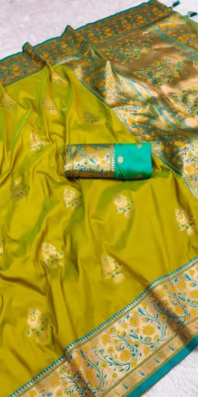 Mustered Pethani Silk Zari Lace Weaving Work Saree | Sarees, Bollywood Sarees, Creative Sarees, Designer Sarees, Embroidered Sarees, Ethnic Saree, Modern Digital sarees, Party Wear Sarees
