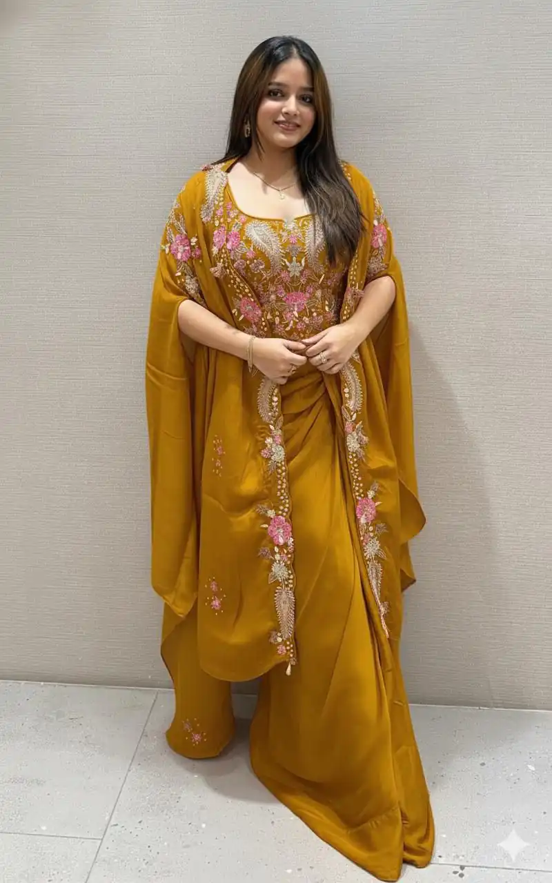 Mustered Rangoli Silk Embroidery Work Dhoti Suit | Jump Suits, Salwar suit, Casual Suits, Creative suits, Designer Suits, Palazzo Suits, Party Wear Suits, Patiala Suits, Straight Suits