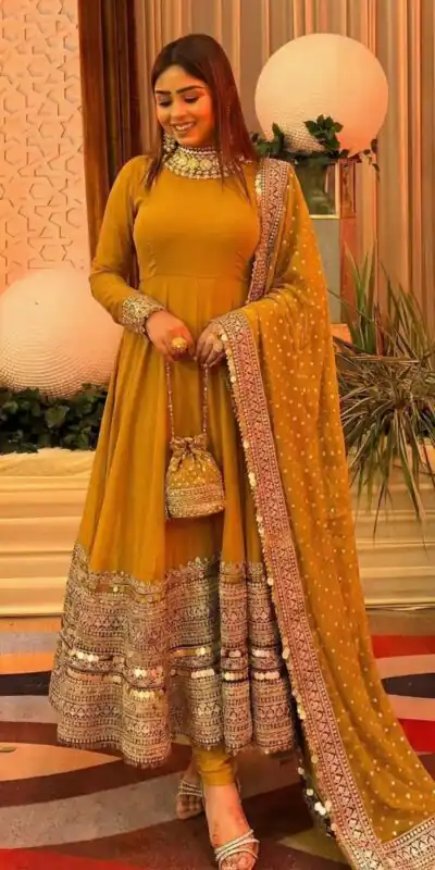 Mustered Roman Silk Embroidery Lace Work Gown | Gowns, Bollywood Gowns, Creative Gowns, Designer Gowns, Embroidered Gowns, Party Wear Gowns