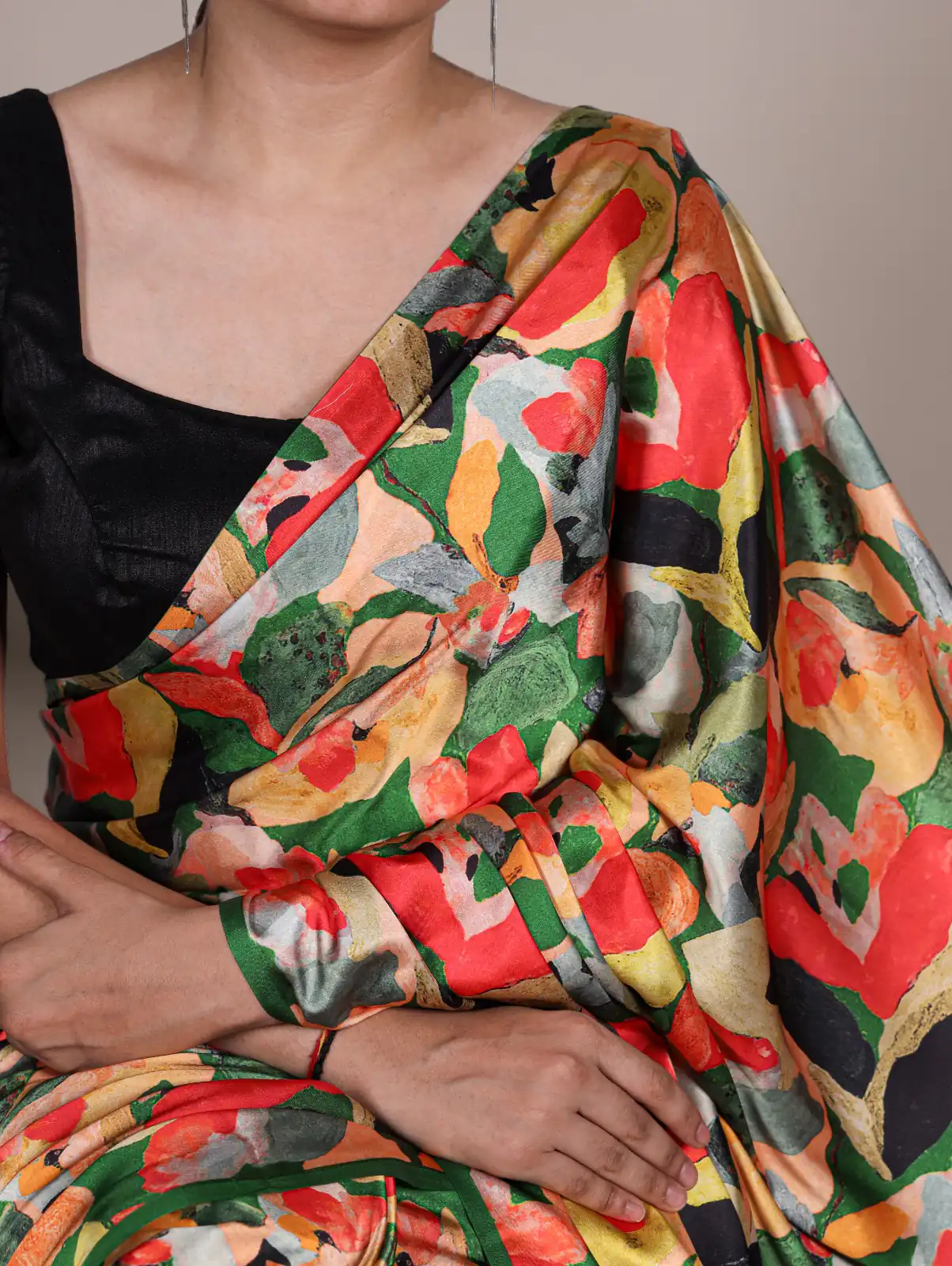 Mustered Satin Silk Floral Print Saree | Sarees, Bollywood Sarees, Creative Sarees, Designer Sarees, Embroidered Sarees, Ethnic Saree, Modern Digital sarees, Party Wear Sarees