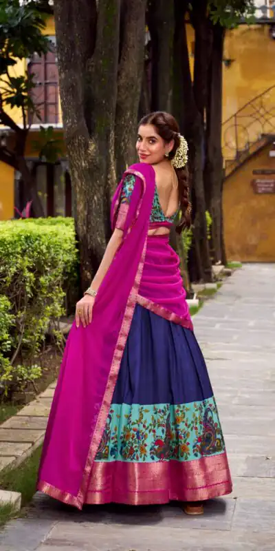 Navy Blue Aastha Silk Lace Zari Work Lehenga Choli | Lehenga, Bollywood Lehenga, Creative Lehenga, Designer Lehenga, Embroidered Lehenga, Party Wear Lehenga