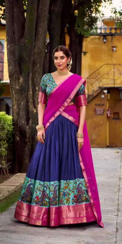 Navy Blue Aastha Silk Lace Zari Work Lehenga Choli | Lehenga, Bollywood Lehenga, Creative Lehenga, Designer Lehenga, Embroidered Lehenga, Party Wear Lehenga
