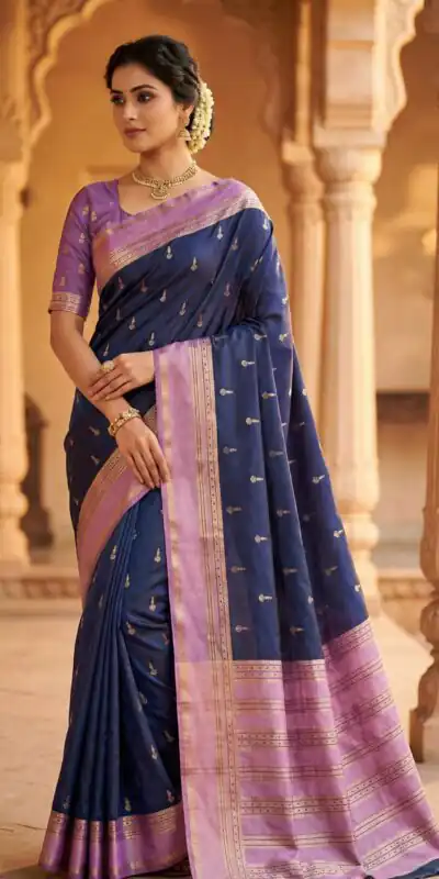 Navy Blue Banarasi Silk Zari Work Saree | Sarees, Bollywood Sarees, Creative Sarees, Designer Sarees, Embroidered Sarees, Ethnic Saree, Modern Digital sarees, Party Wear Sarees
