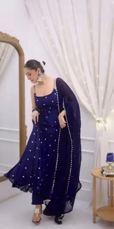 Navy Blue Fendy Silk Sequence Border Work Salwar Suit | Jump Suits, Salwar suit, Casual Suits, Creative suits, Designer Suits, Palazzo Suits, Party Wear Suits, Patiala Suits, Straight Suits