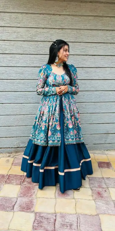Navy Blue Fiona Silk With Lace Work Lehenga Choli | Lehenga, Bollywood Lehenga, Creative Lehenga, Designer Lehenga, Embroidered Lehenga, Party Wear Lehenga