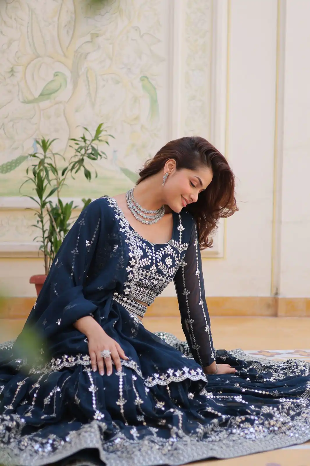 Navy Blue Fox Georgette Embroidery Work Lehenga Choli | Lehenga, Bollywood Lehenga, Creative Lehenga, Designer Lehenga, Embroidered Lehenga, Party Wear Lehenga