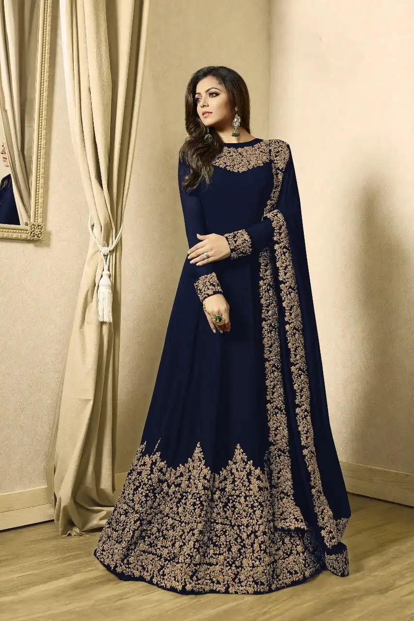 Navy Blue Georgette Cording Sharara Suit | Jump Suits, Salwar suit, Casual Suits, Creative suits, Designer Suits, Palazzo Suits, Party Wear Suits, Patiala Suits, Straight Suits