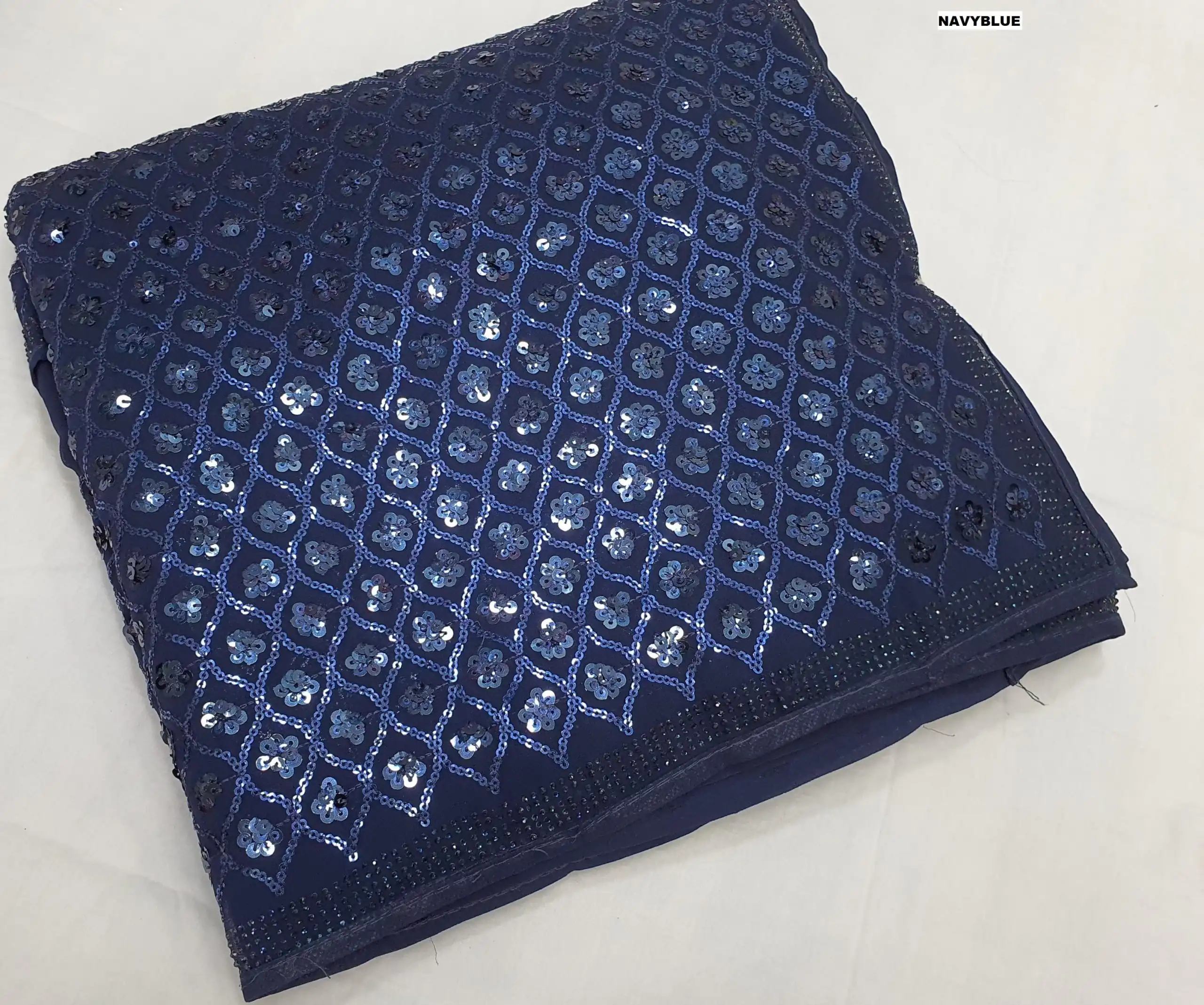 Navy Blue Georgette Dual Sequins Embroidery Sequins Work Saree | Sarees, Bollywood Sarees, Creative Sarees, Designer Sarees, Embroidered Sarees, Ethnic Saree, Modern Digital sarees, Party Wear Sarees