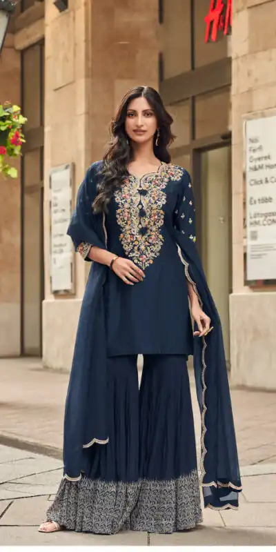 Navy Blue Georgette Embroidery Lace Work Salwar Suit | Jump Suits, Salwar suit, Casual Suits, Creative suits, Designer Suits, Palazzo Suits, Party Wear Suits, Patiala Suits, Straight Suits