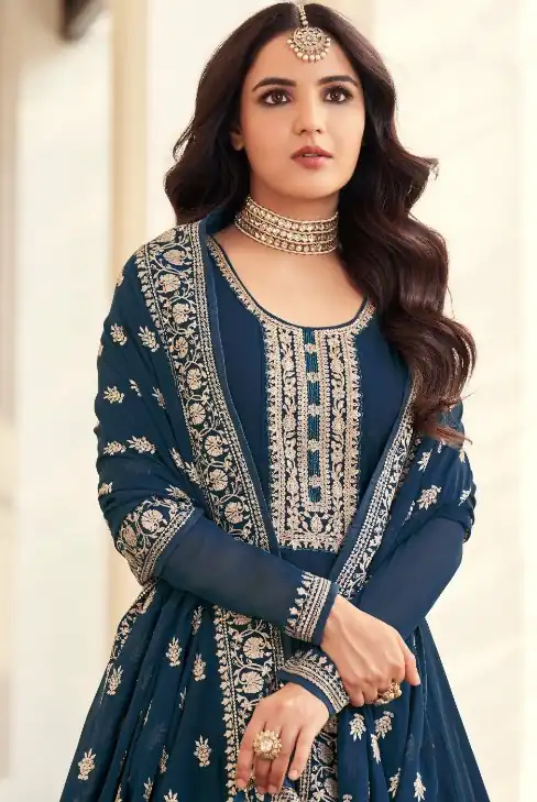 Navy Blue Georgette Embroidery Salwar Suit | Salwar suit, Casual Suits, Creative suits, Designer Suits, Palazzo Suits, Party Wear Suits, Patiala Suits, Straight Suits