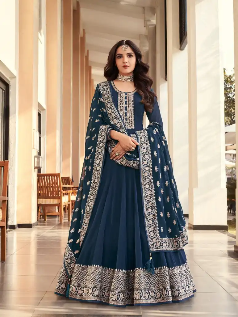 Navy Blue Georgette Embroidery Salwar Suit | Salwar suit, Casual Suits, Creative suits, Designer Suits, Palazzo Suits, Party Wear Suits, Patiala Suits, Straight Suits