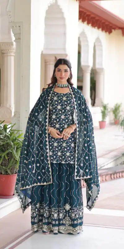 Navy Blue Georgette Embroidery Sequins Work Salwar Suit | Jump Suits, Salwar suit, Casual Suits, Creative suits, Designer Suits, Palazzo Suits, Party Wear Suits, Patiala Suits, Straight Suits