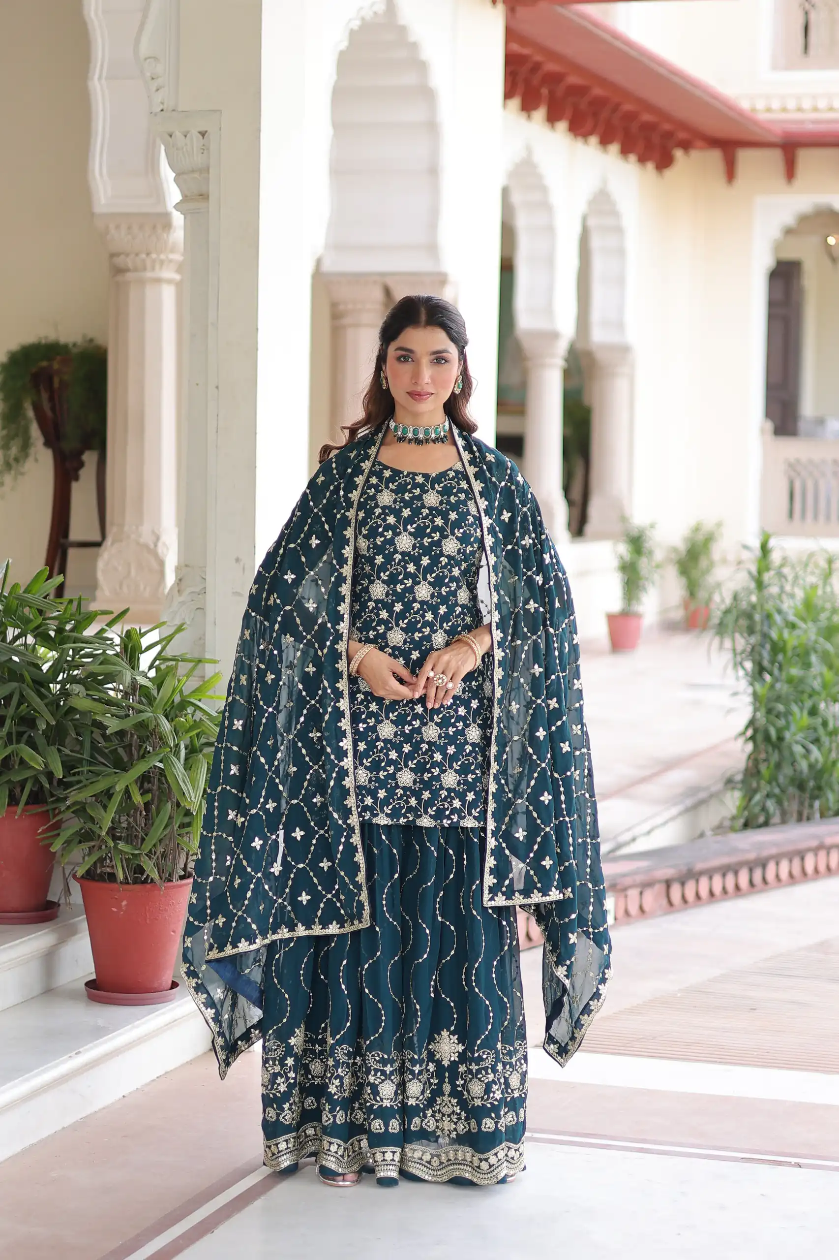 Navy Blue Georgette Embroidery Sequins Work Salwar Suit | Jump Suits, Salwar suit, Casual Suits, Creative suits, Designer Suits, Palazzo Suits, Party Wear Suits, Patiala Suits, Straight Suits