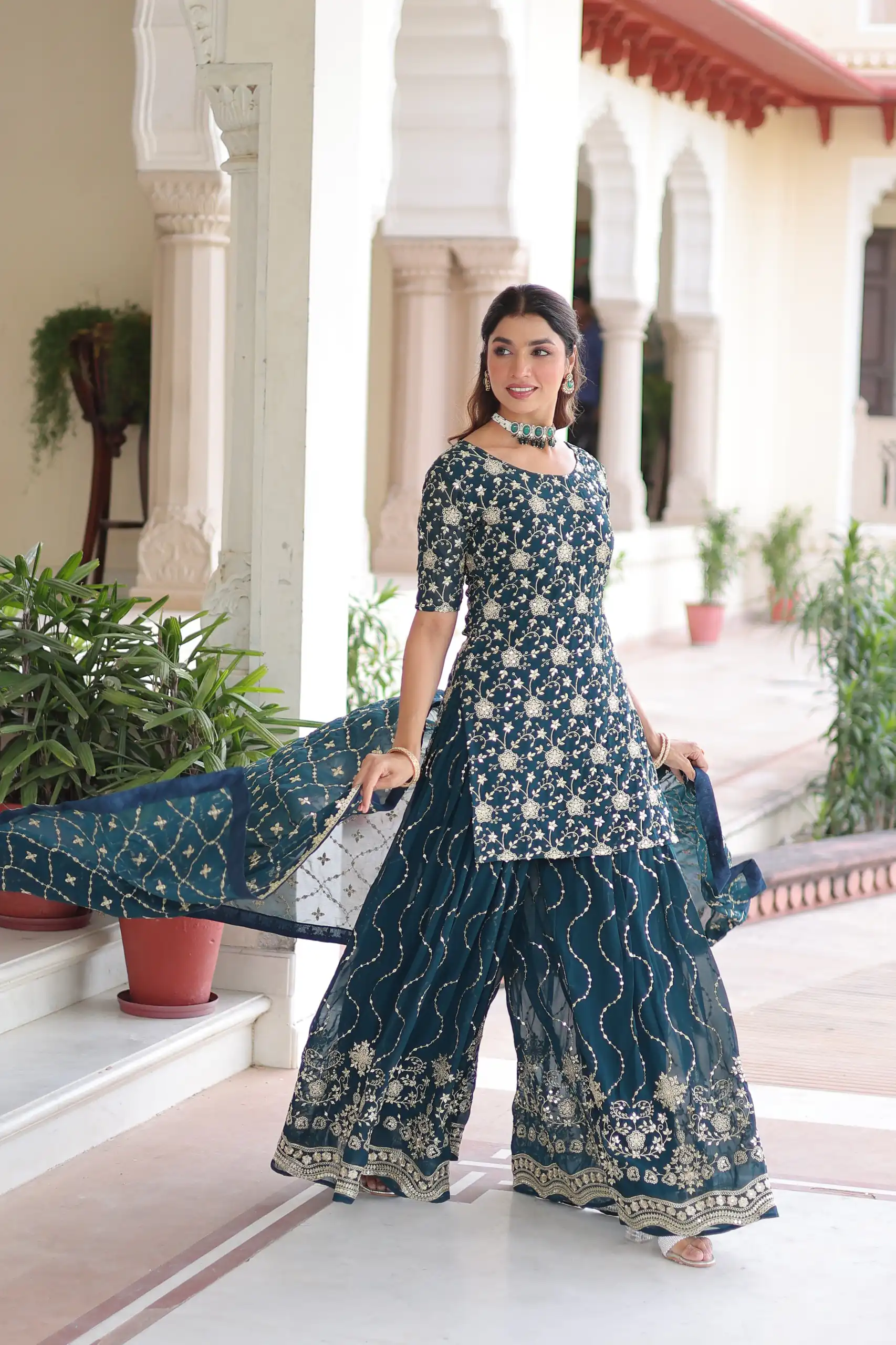 Navy Blue Georgette Embroidery Sequins Work Salwar Suit | Jump Suits, Salwar suit, Casual Suits, Creative suits, Designer Suits, Palazzo Suits, Party Wear Suits, Patiala Suits, Straight Suits
