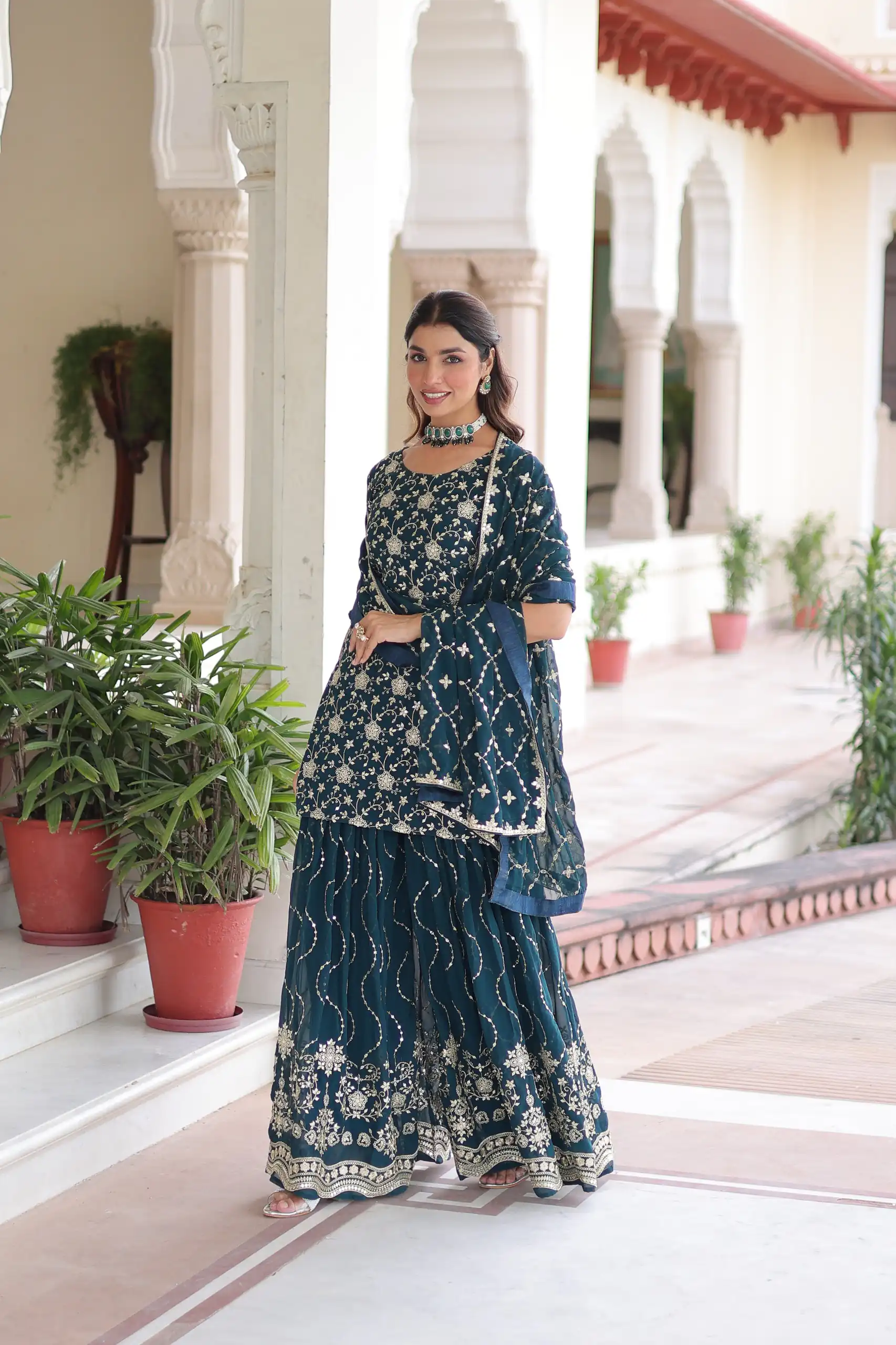 Navy Blue Georgette Embroidery Sequins Work Salwar Suit | Jump Suits, Salwar suit, Casual Suits, Creative suits, Designer Suits, Palazzo Suits, Party Wear Suits, Patiala Suits, Straight Suits
