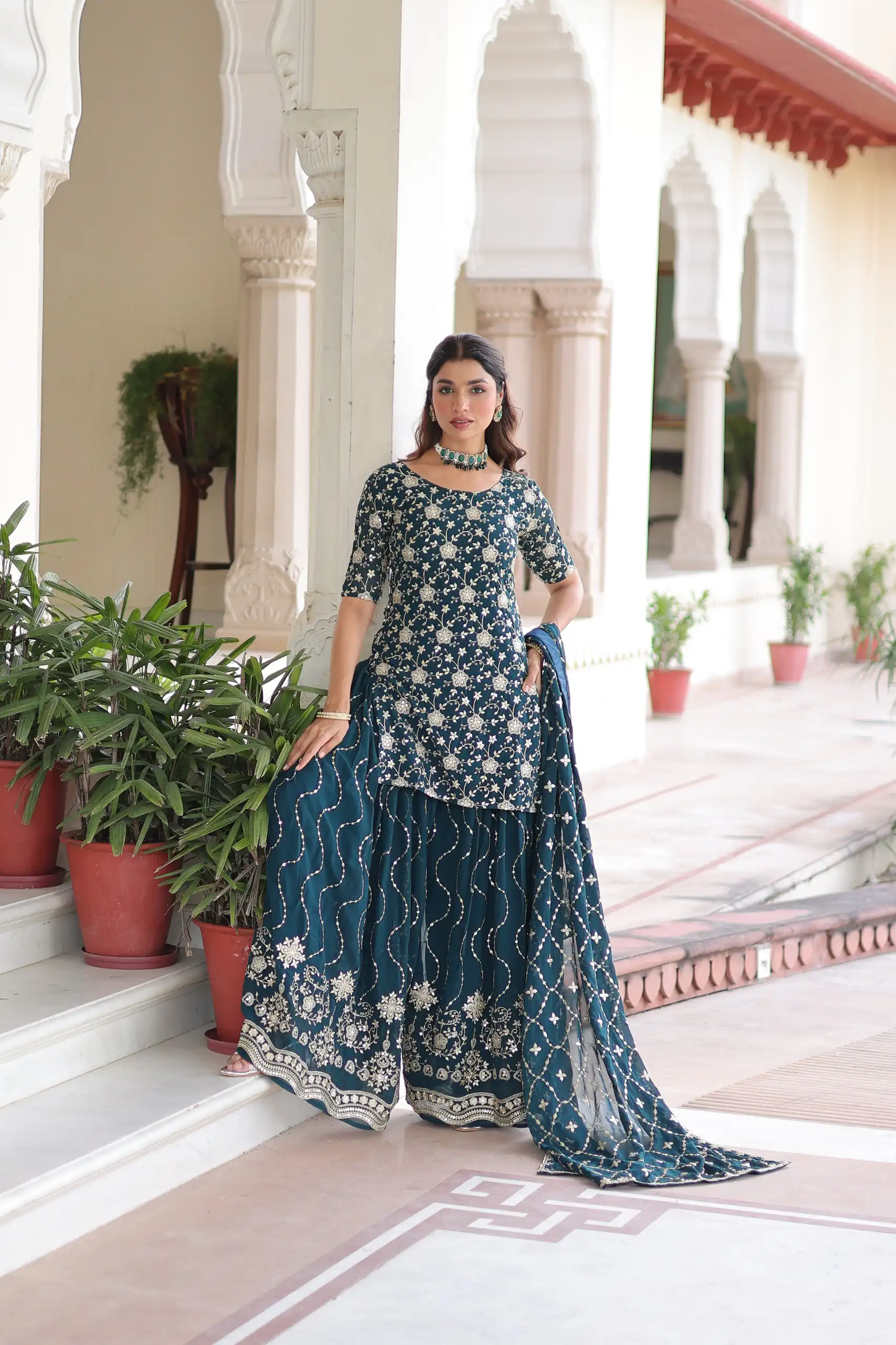 Navy Blue Georgette Embroidery Sequins Work Salwar Suit | Jump Suits, Salwar suit, Casual Suits, Creative suits, Designer Suits, Palazzo Suits, Party Wear Suits, Patiala Suits, Straight Suits