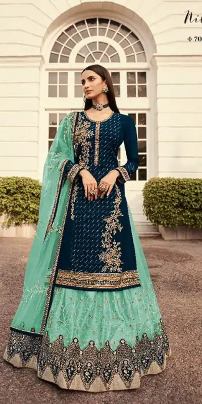 Navy Blue Georgette Embroidery Stone Work Lehenga Choli | Lehenga, Bollywood Lehenga, Creative Lehenga, Designer Lehenga, Embroidered Lehenga, Party Wear Lehenga