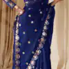 Navy Blue Georgette Mirror Sequence Work Saree | Sarees, Bollywood Sarees, Creative Sarees, Designer Sarees, Embroidered Sarees, Ethnic Saree, Modern Digital sarees, Party Wear Sarees