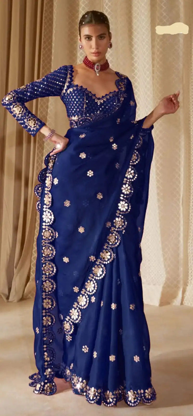 Navy Blue Georgette Mirror Sequence Work Saree | Sarees, Bollywood Sarees, Creative Sarees, Designer Sarees, Embroidered Sarees, Ethnic Saree, Modern Digital sarees, Party Wear Sarees