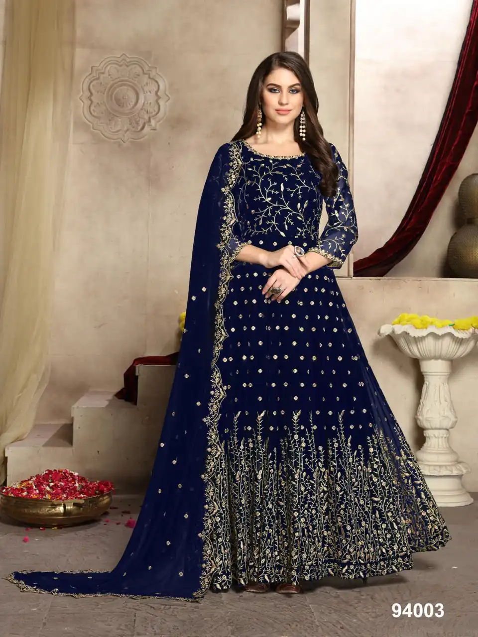 Navy Blue Georgette Multi Thread Zari Anarkali Suit | Anarkali Suits, Bollywood Anarkali, Creative-Anarkali, Designer Anarkali, Embroidered Anarkali, Party Wear Anarkali