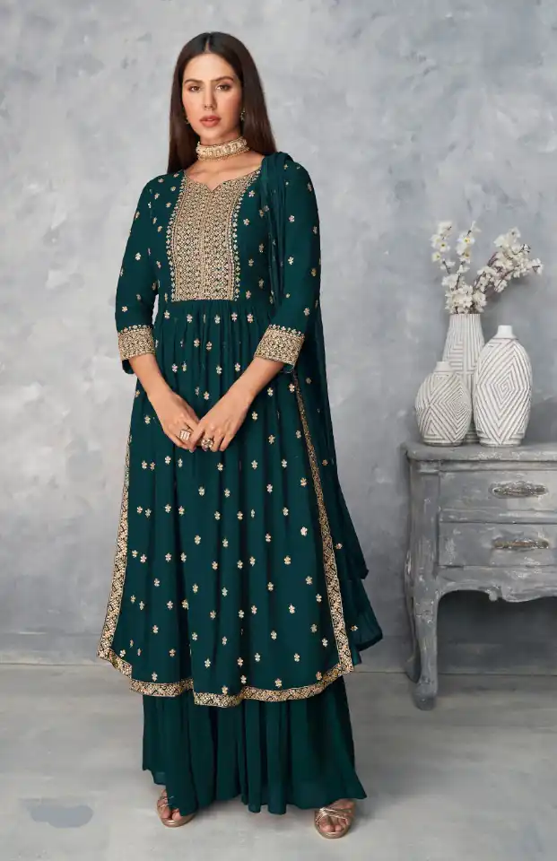 Navy Blue Georgette Sequence Work Salwar Suit | Jump Suits, Salwar suit, Casual Suits, Creative suits, Designer Suits, Palazzo Suits, Party Wear Suits, Patiala Suits, Straight Suits