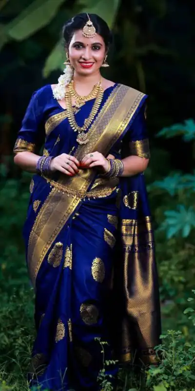 Navy Blue Lichi Silk Saree | Sarees, Bollywood Sarees, Creative Sarees, Designer Sarees, Embroidered Sarees, Ethnic Saree, Modern Digital sarees, Party Wear Sarees