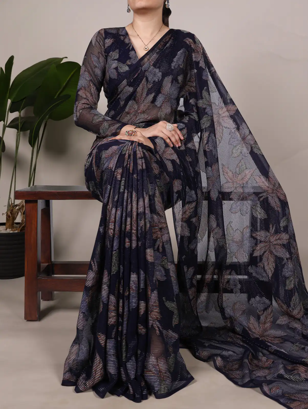 Navy Blue Lurex Floral Viscose Saree | Sarees, Bollywood Sarees, Creative Sarees, Designer Sarees, Embroidered Sarees, Ethnic Saree, Modern Digital sarees, Party Wear Sarees