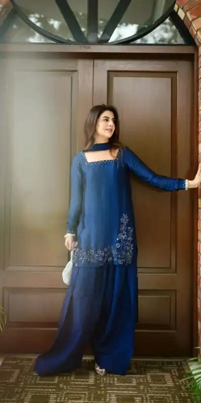 Navy Blue Natural Crep Silk Sequence Work Salwar Suit | Jump Suits, Salwar suit, Casual Suits, Creative suits, Designer Suits, Palazzo Suits, Party Wear Suits, Patiala Suits, Straight Suits