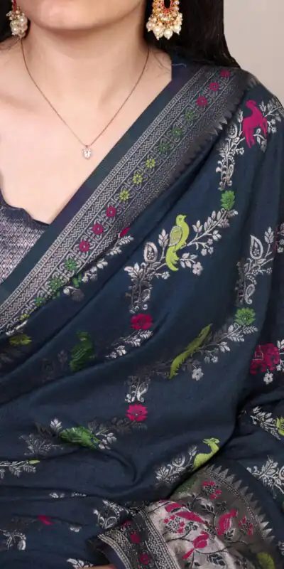 Navy Blue Nylon Weaving Work Saree | Sarees, Bollywood Sarees, Creative Sarees, Designer Sarees, Embroidered Sarees, Ethnic Saree, Modern Digital sarees, Party Wear Sarees