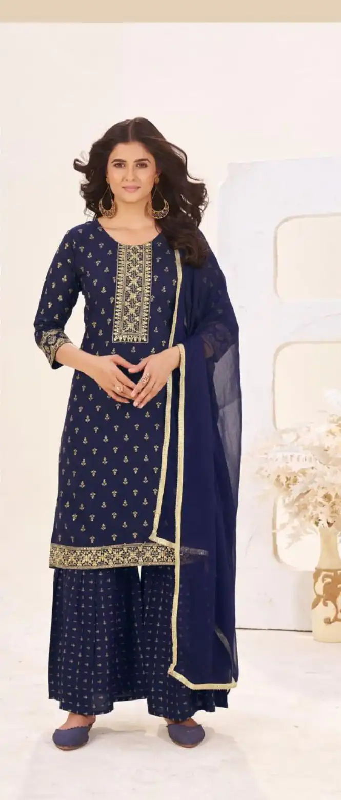 Navy Blue Rayon Lace Embroidery Work Salwar Suit | Jump Suits, Salwar suit, Casual Suits, Creative suits, Designer Suits, Palazzo Suits, Party Wear Suits, Patiala Suits, Straight Suits
