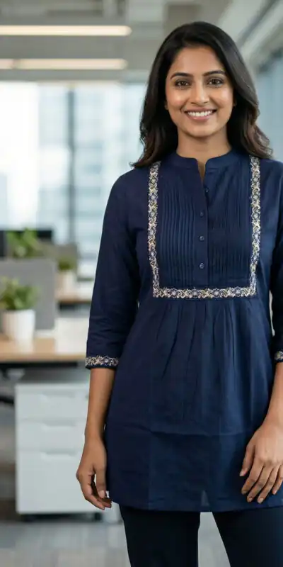 Navy Blue Rayon Multi Embroidery Work Kurti | Kurti, Bollywood Kurti, Creative Kurtis, Designer Kurti, Party Wear Kurti, Selfie Kurti