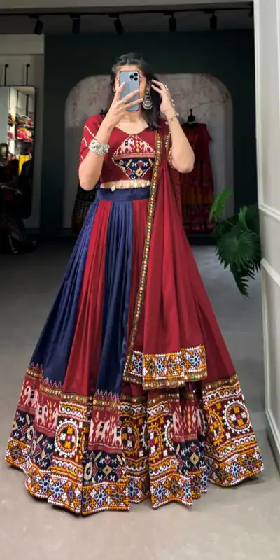 Navy Blue Rayon Printed Silk Work Lehenga Choli | Lehenga, Bollywood Lehenga, Creative Lehenga, Designer Lehenga, Embroidered Lehenga, Party Wear Lehenga