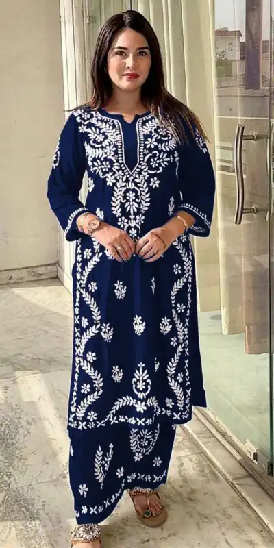 Navy Blue Rayon Wid Lakhnavi  Style Work Kurti | Kurti, Bollywood Kurti, Creative Kurtis, Designer Kurti, Party Wear Kurti, Selfie Kurti