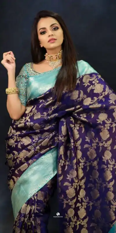 Navy Blue Soft Lichi Silk Border Jacquard Work Saree | Sarees, Bollywood Sarees, Creative Sarees, Designer Sarees, Embroidered Sarees, Ethnic Saree, Modern Digital sarees, Party Wear Sarees