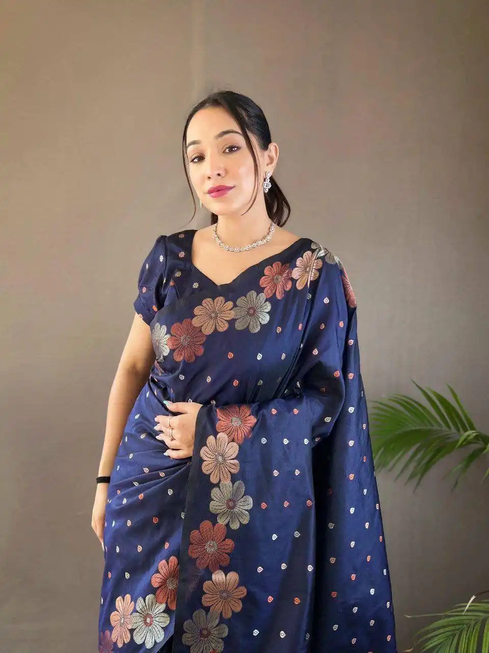 Navy Blue Soft Lichi Silk Cloth With Lace Saree | Sarees, Bollywood Sarees, Creative Sarees, Designer Sarees, Embroidered Sarees, Ethnic Saree, Modern Digital sarees, Party Wear Sarees