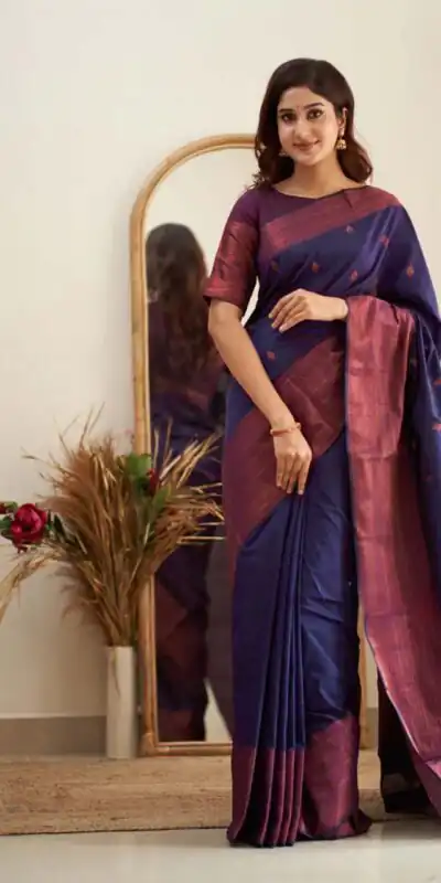Navy Blue Soft Lichi Silk Lace Border Saree | Sarees, Bollywood Sarees, Creative Sarees, Designer Sarees, Embroidered Sarees, Ethnic Saree, Modern Digital sarees, Party Wear Sarees