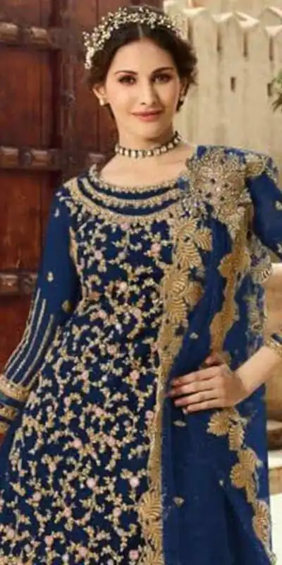 Navy Blue Soft Net With Embroidery Work Salwar Suit | Jump Suits, Salwar suit, Casual Suits, Creative suits, Designer Suits, Palazzo Suits, Party Wear Suits, Patiala Suits, Straight Suits