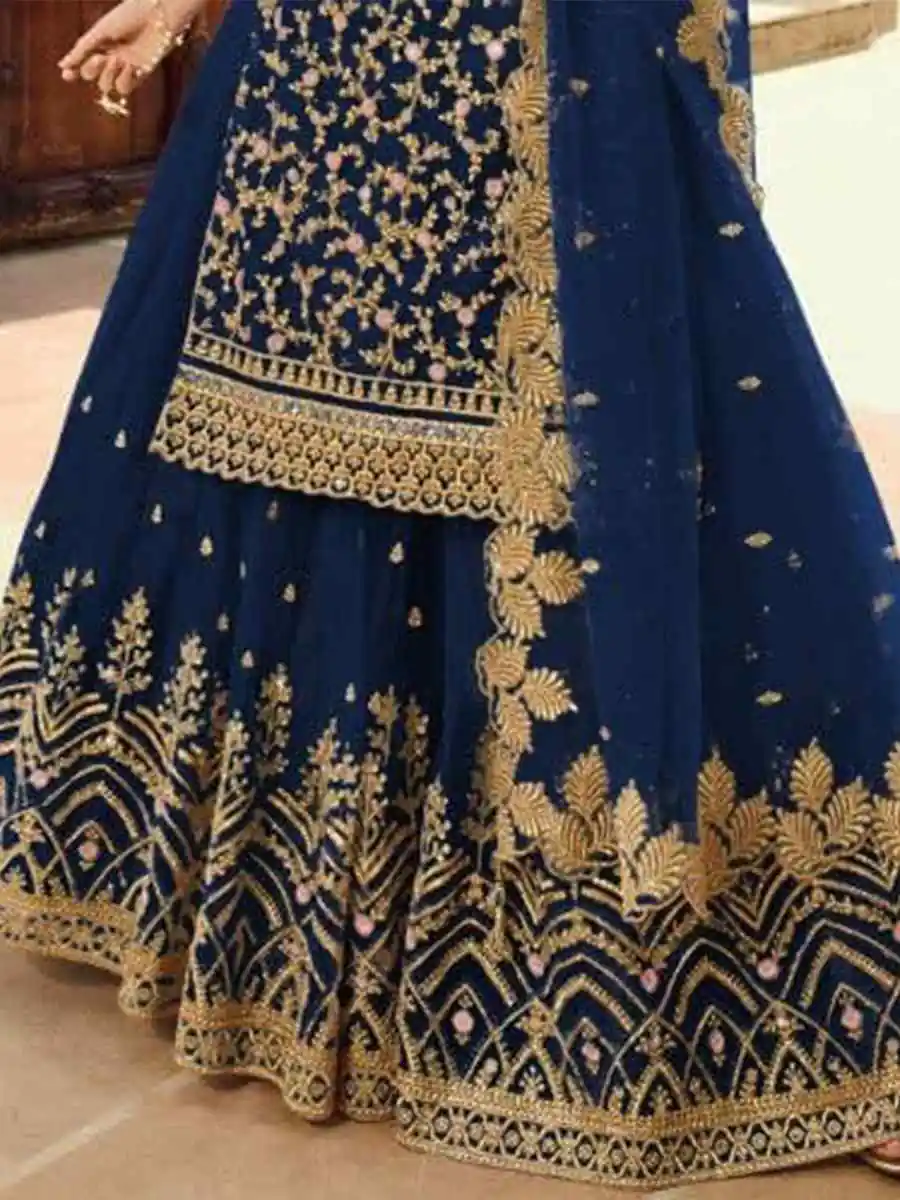 Navy Blue Soft Net With Embroidery Work Salwar Suit | Jump Suits, Salwar suit, Casual Suits, Creative suits, Designer Suits, Palazzo Suits, Party Wear Suits, Patiala Suits, Straight Suits