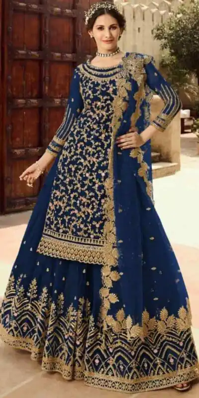 Navy Blue Soft Net With Embroidery Work Salwar Suit | Jump Suits, Salwar suit, Casual Suits, Creative suits, Designer Suits, Palazzo Suits, Party Wear Suits, Patiala Suits, Straight Suits