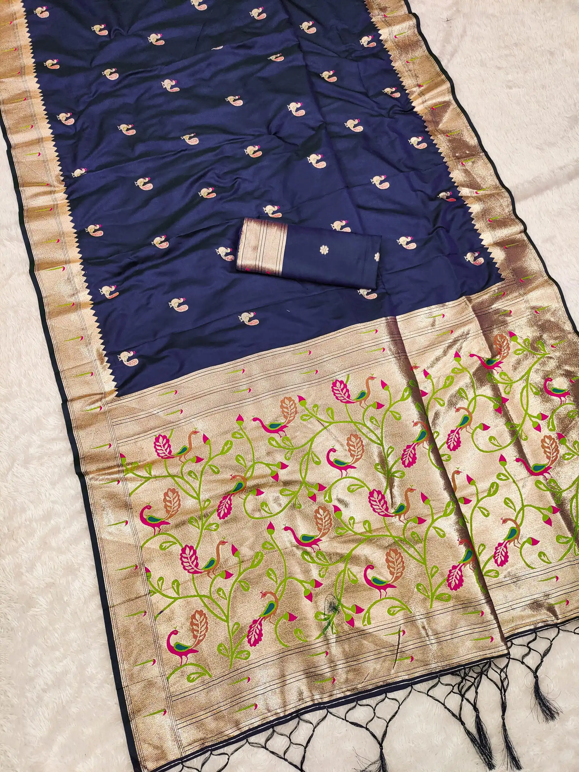 Navy Blue Soft Paithani Silk Lace Zari Work Saree | Sarees, Bollywood Sarees, Creative Sarees, Designer Sarees, Embroidered Sarees, Ethnic Saree, Modern Digital sarees, Party Wear Sarees