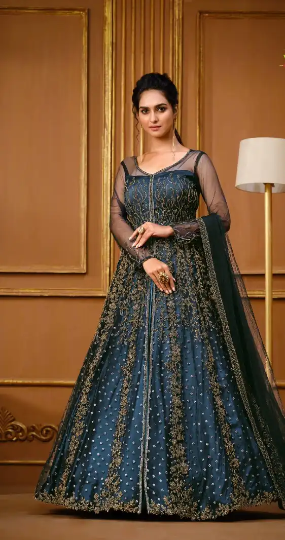 Navy Blue Vaishnavi Net Embroidery Salwar Suit | Salwar suit, Casual Suits, Creative suits, Designer Suits, Palazzo Suits, Party Wear Suits, Patiala Suits, Straight Suits