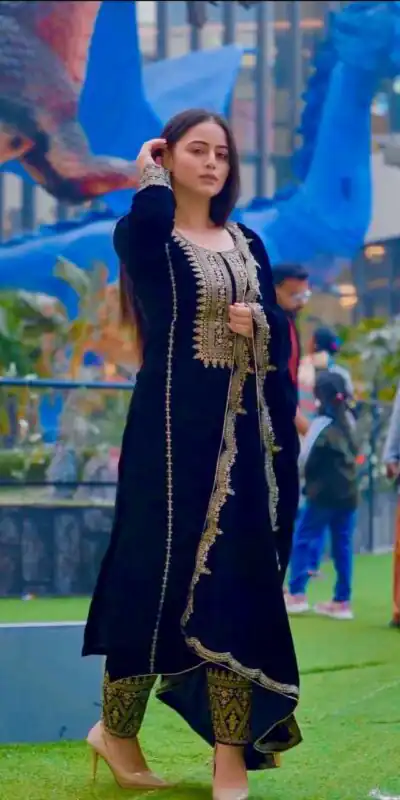 Navy Blue Velvet Sequence 5 mm Work Salwar Suit | Jump Suits, Salwar suit, Casual Suits, Creative suits, Designer Suits, Palazzo Suits, Party Wear Suits, Patiala Suits, Straight Suits