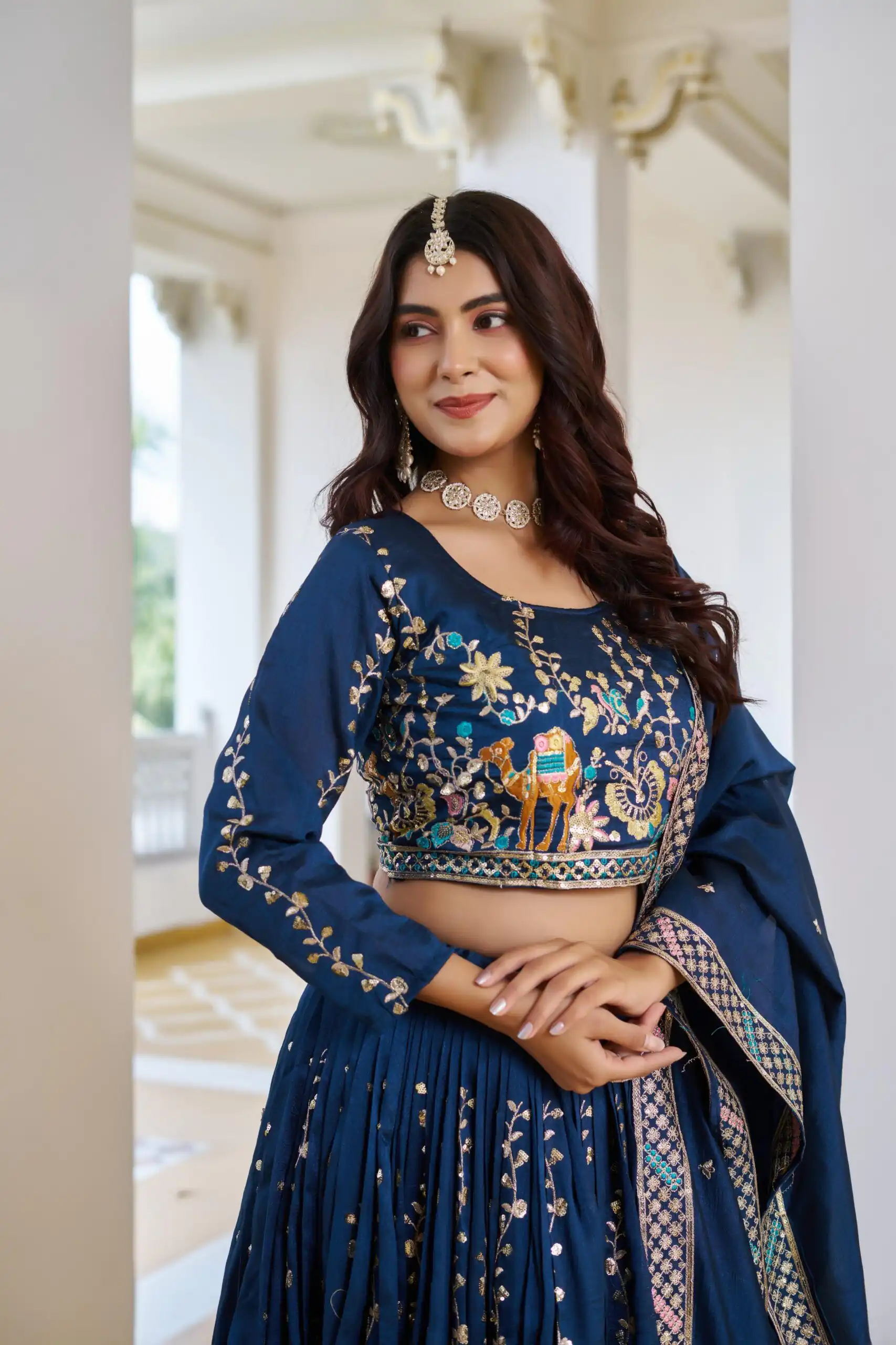 Navy Blue Vichitra Embroidery Work Lehenga Choli | Lehenga, Bollywood Lehenga, Creative Lehenga, Designer Lehenga, Embroidered Lehenga, Party Wear Lehenga