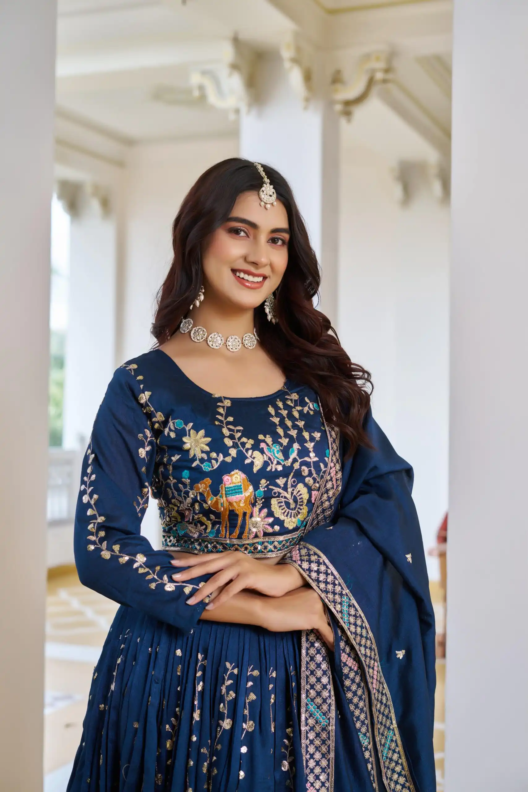 Navy Blue Vichitra Embroidery Work Lehenga Choli | Lehenga, Bollywood Lehenga, Creative Lehenga, Designer Lehenga, Embroidered Lehenga, Party Wear Lehenga