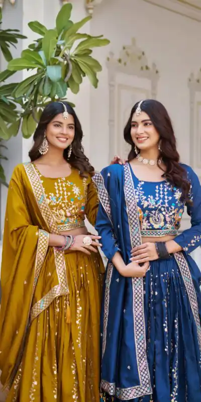 Navy Blue Vichitra Embroidery Work Lehenga Choli | Lehenga, Bollywood Lehenga, Creative Lehenga, Designer Lehenga, Embroidered Lehenga, Party Wear Lehenga